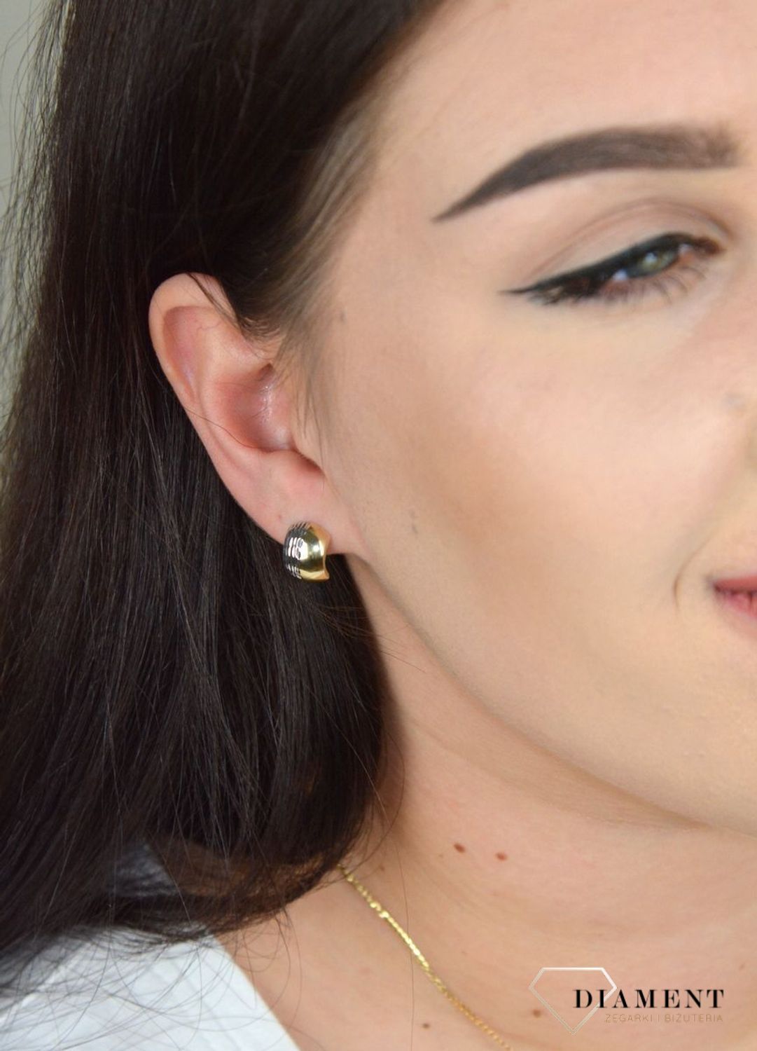 Złote kolczyki diamentowane z białym złotem KL 5441.jpg